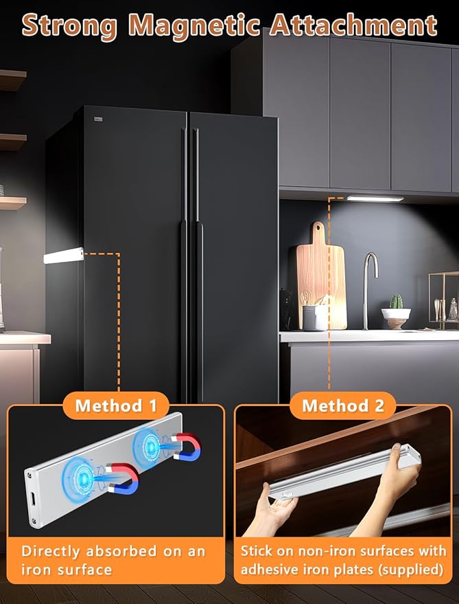 Under Cabinet Motion Sensor Lighting: 8 Inch Dimmable Rechargeable Lights Indoor - Image 3