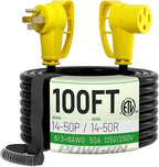 POWGRN NEMA 14-50P to NEMA 14-50R 50 Amp RV/EV Extension Cord 100 FT Outdoor by POWGRN