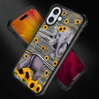 for iPhone 16 Plus Case, Cute Little Elephant Sunflower White Line Art Pattern - Image 5