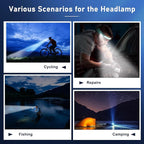 Headlamp Rechargeable LED 230° Wide Beam, USB-C Lightweight Head Lamp, Long - Image 8