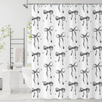 Grey and White Bow Shower Curtain by Caheansi