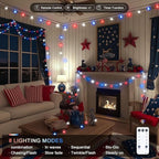 JMEXSUSS Connectable Red White and Blue Lights Indoor Outdoor, 100 LED 33ft 4th - Image 2
