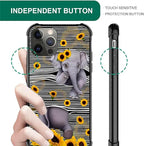 for iPhone 11 Pro Case, Cute Little Elephant Sunflower White Line Art Pattern - Image 3