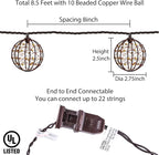 Outdoor Decorative Patio String Lights, Beaded Copper Wire Ball Style Lantern - Image 3