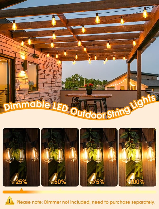 Larkvue 100FT Outdoor String Lights, Patio Lights - Image 6