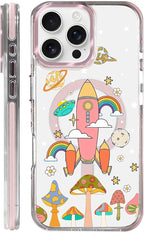 Case for iPhone 16 Pro Max, Spaceship Mushroom Phone Case Design，for Women by Toulas