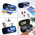 Glowing Butterflies Pencil Bag Sparkle Stars Bright Dark Blue Big Capacity - Image 6