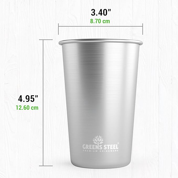 Greens Steel #1 Premium Stainless Steel Cup, 16 oz Pint Cups Premium Metal Cups - Image 4