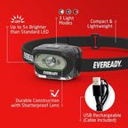 Eveready LED Light Rechargeable Headlight, 300 Lumen, IPX4 Water Resistant - Image 2
