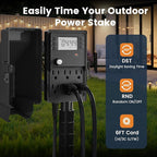 SURAIELEC Outdoor Power Stake, 7-Day Programmable Digital Timer, Power Strip - Image 3