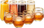 48 Pack Ribbed Stemless Champagne Flutes Gold Rim – 24 9oz Mimosa Glasses & 24 by Oojami