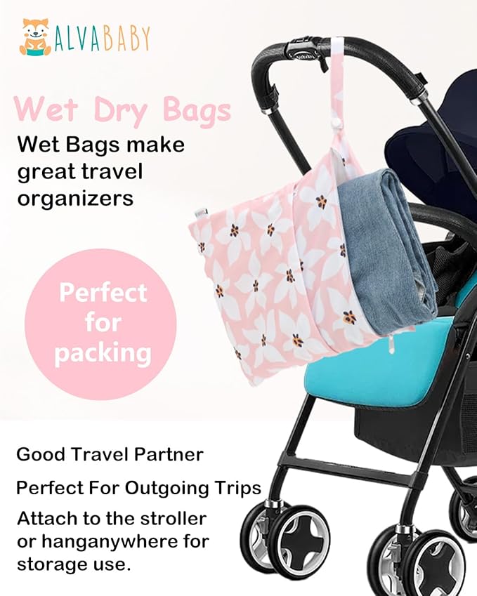 ALVABABY 2pcs Waterproof Wet Dry Bags, Reusable - Image 5