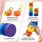 Sunnyray 14 Pack Collapsible Water Bottles Travel 17oz Silicone Portable - Image 3