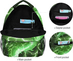 Wamika Dragon Backpack for Boys Girls Cool Green Fire Dinosaur Kids Backpacks - Image 3