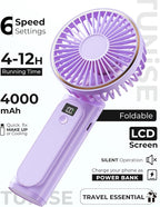 TUNISE Portable Handheld Fan, 180 Adjustable, 6 Speed Wind, USB Rechargeable - Image 2