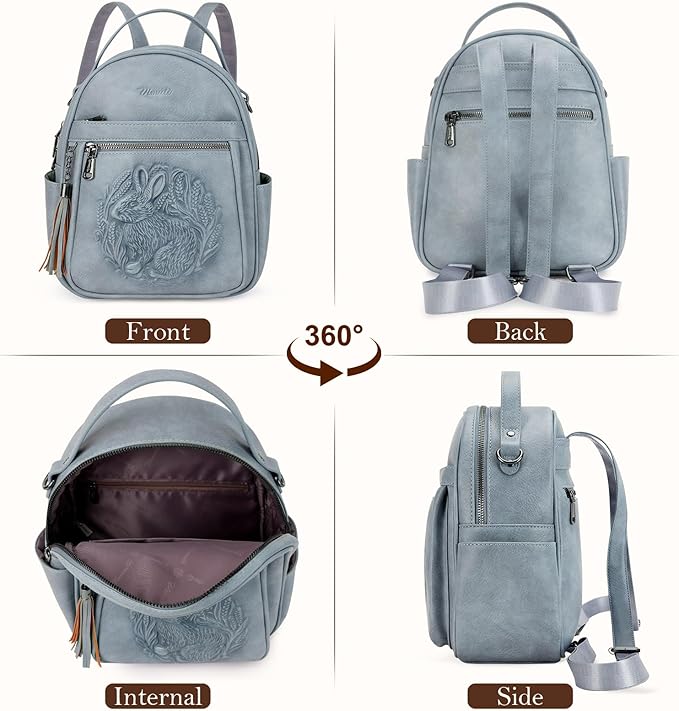 Mini Backpack Purse for Women, Embossed Leather Small Backpack Fashion Travel - Image 4