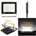100W LED Flood Light Outdoor, IP66 Waterproof Outside Work Lights, 6500K - Image 4
