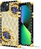 Compatible with iPhone 13 Case, Sunflower Diamonds Leather Luxury Golden - Image 2
