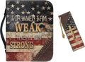Large Bible Cover Case for Women Men Amercan Flag and Cross PU Leather Bible by Unknown