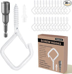 30 Pcs White Eye Hooks Screw Heavy Duty, Ceiling Hooks by Unknown