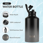 HASLE OUTFITTERS Half Gallon Insulated Water Bottles 64 oz, Stainless Steel - Image 2