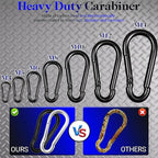 12 Pack 1.57" Heavy Duty Carabiner Clips, M4 Black Galvanized Steel Spring Snap - Image 4