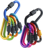 10 Pack Aluminum D Ring Key Rings Hiking Clips Locking Carabiner - Image 2