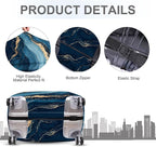ANNA QUEEN Blue Marble Luggage Cover, Modern Gold Vein Abstract Design Suitcase - Image 4