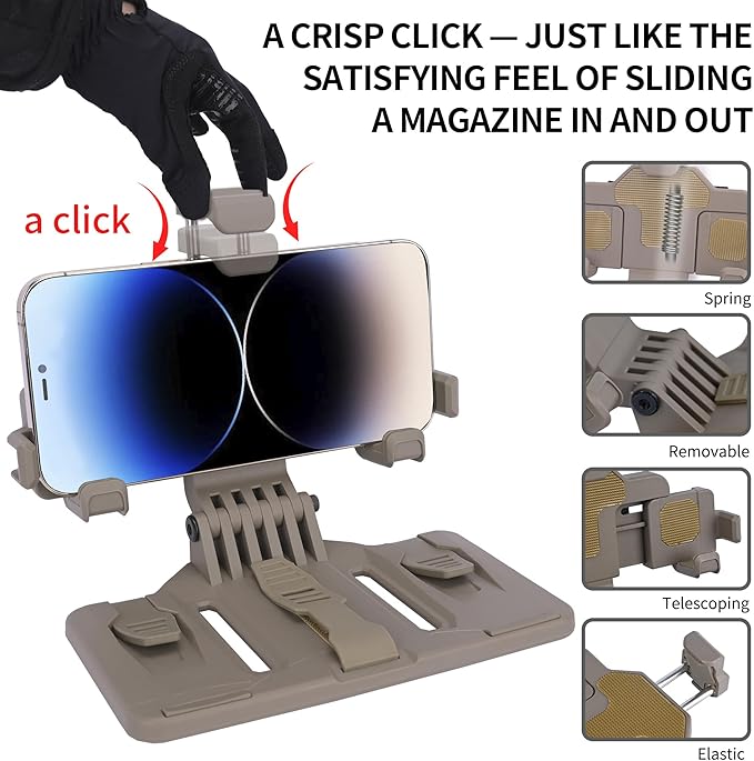 Tactical Gear Plate Carrier Vest Accessories, MOLLE Phone Chest Mount Holder - Image 6