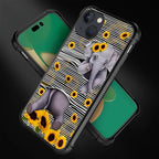 for iPhone 14 Plus Case, Cute Little Elephant Sunflower White Line Art Pattern - Image 3