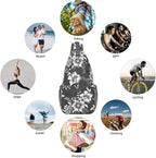 Black White Flowers Crossbody Sling Bag - Image 5