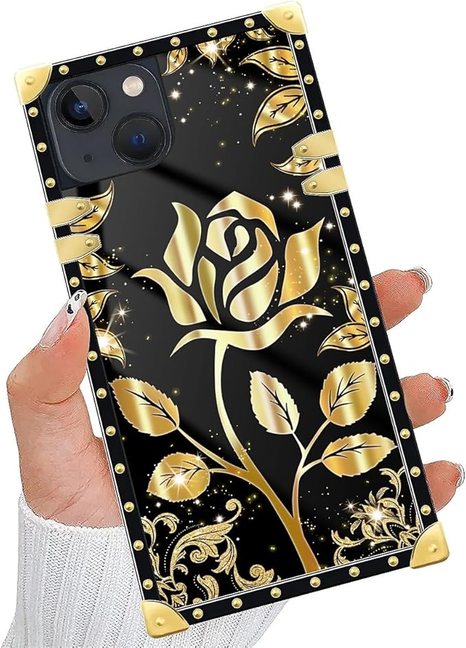 Compatible with iPhone 13 Case, Shine Gold Rose Luxury Golden Decoration - Image 5