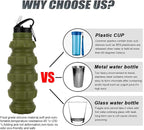 Collapsible Travel Water Bottle 19.6 oz, Reuseable Silicone Foldable Water - Image 5