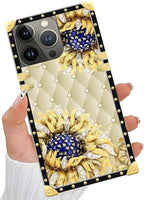 Compatible with iPhone 13 Pro Case, Sunflower Diamonds Leather Luxury Golden - Image 5