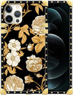 Compatible with iPhone 12 12 Pro Case, Blooming Rose Golden Flower Luxury by Unknown
