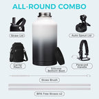 Half Gallon Water-Bottle with straw - 64oz Vacuum Insulated Water Bottles with - Image 2