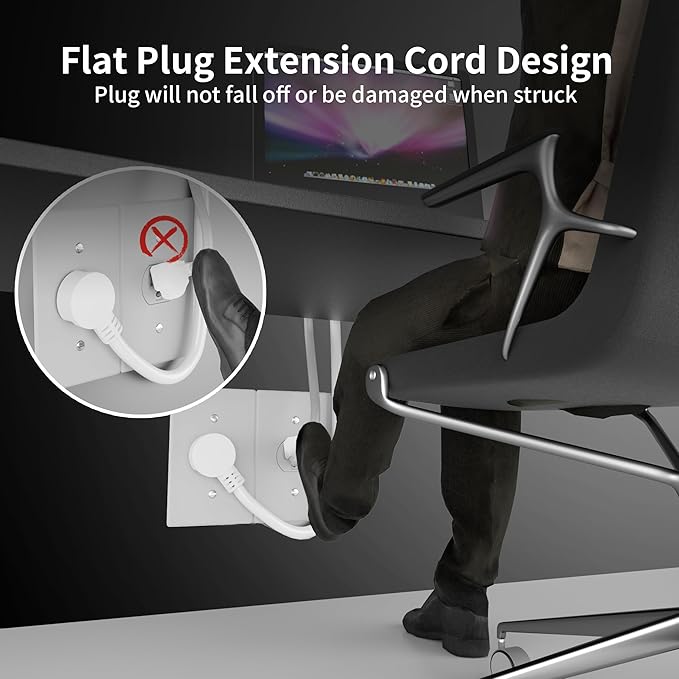 HUANCHAIN 14 Gauge 3 Feet Flat Plug Extension Cord White Indoor Outdoor - Image 5