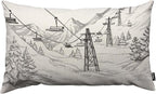 TKS MITLAN Mountain Ski Lift Pillow Cover 12x20 inch Sketch White Wintertime by TKS+MITLAN