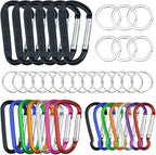 20 Pack Carabiners Clips with Keychain D Ring Caribeaner Clip Hook by Topbuti