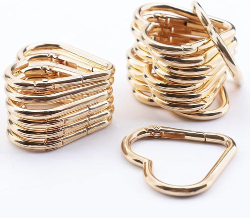 16-Pack Gold Heart Carabiner Clips, Cute Keychain Accessories by MOTOFITOOL