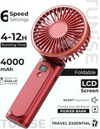 Portable Handheld Fan, 180 Adjustable, 6 Speed Wind, Display Electricity in - Image 2