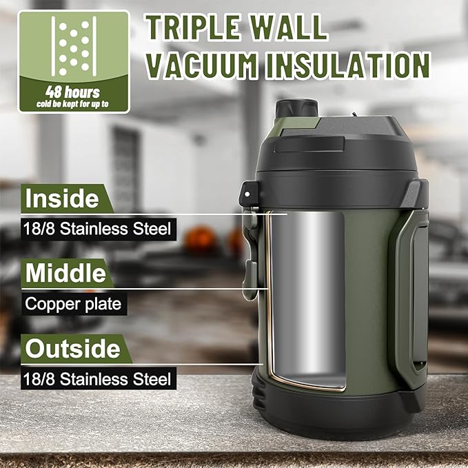 1 gallon water jug, 128 oz Large Insulated Stainless Steel Sports Water Jug - Image 6