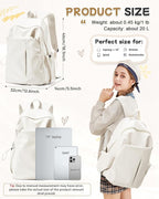 SEAFEW Beige School Backpack for Girls Women Waterproof High School Book Bag - Image 3