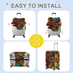 ANNA QUEEN Colorful Flower Luggage Cover, Retro Floral Suitcase Protector - Image 5