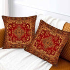 Red Oriental Persias Couch Pillow Covers 18 X 18 Boho Set of 2 Pillowcases - Image 2