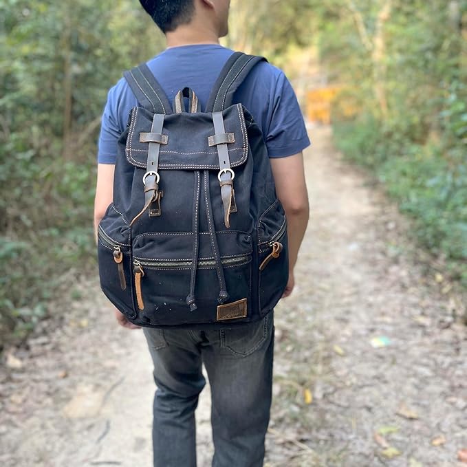 AUGUR High Capacity Canvas Vintage Backpack - Image 3