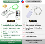 ZSJWL 6 Pack Rechargeable Fairy Lights - Image 5