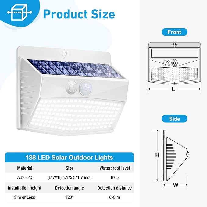 Peasur Solar Lights Outdoor Motion Sensor Solar Security Lights - Image 6