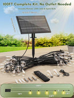 100FT Solar String Lights Outdoor Waterproof, 35+1 LED Solar Powered Lights - Image 6