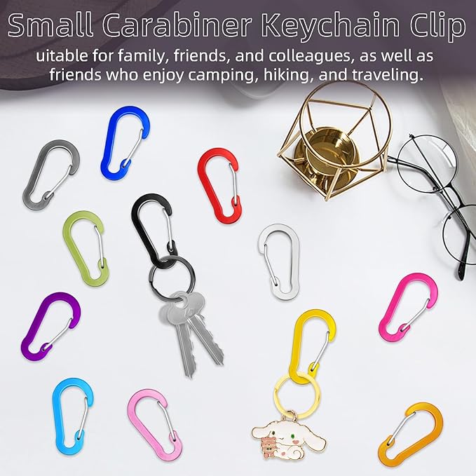 12pcs Aluminum Small Carabiner Clip, 2 Inch Carabiner Keychain Clasp Spring D - Image 6